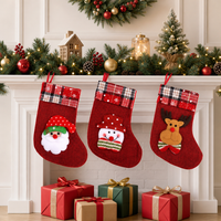 Mini Christmas Stocking Ornament Fabric Santa Claus Holiday Hanging Decoration