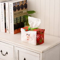 Christmas Tissue Box Cover Festive Santa Snowman Nonwoven Fabric Tissue Holder