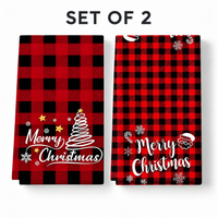 40 × 60 cm Set of 2 Christmas Microfiber Kitchen Towels – Polyester Dish Towels