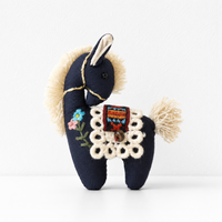 Vintage Horse Bag Charm – Cotton Linen Pony Pendant, Embroidered Animal Keychain for Backpack & Purse