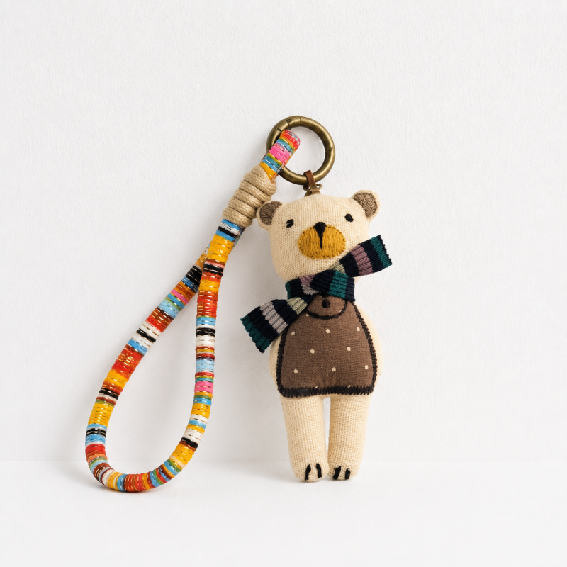 Handmade Boho Animal Doll – Woven Fabric Bag Charm