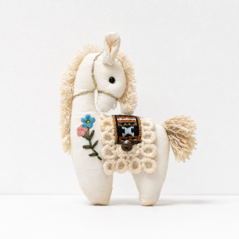 Vintage Horse Bag Charm – Cotton Linen Pony Pendant, Embroidered Animal Keychain for Backpack & Purse