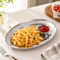 Stainless Steel Oval Plate, Metal Oval Serving Platter for Restaurant & Home