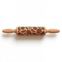Beech Wood Embossing Rolling Pin – Engraved Cookie Dough Roller for Christmas Baking & DIY Crafts