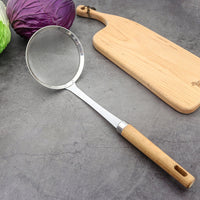 Stainless Steel Mesh Strainer Skimmer, Fine Mesh Oil Filter Ladle