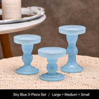 Glass Candle Holder Set, Set of 3 Pedestal Candle Stands