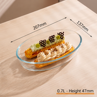 Oval High Borosilicate Glass Baking Dish, Clear Glass Oven Safe Serving Bowl