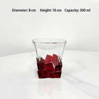 Color Block Whiskey Glass – 300ml Sculptural Glass Tumbler, Geometric Ice Cube Design for Juice, Water & Cocktails