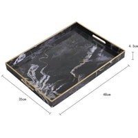 Marble Pattern Rectangular Storage Tray Modern Decorative Organizer Serving Tray Home Countertop Accent Tray