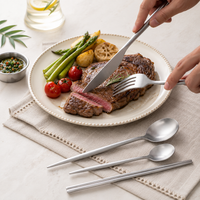 304 Stainless Steel Tapered Chopsticks, Mirror Polished Metal Dining Chopsticks