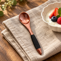 Small Rosewood Dessert Spoon with Black Cord Wrapped Handle