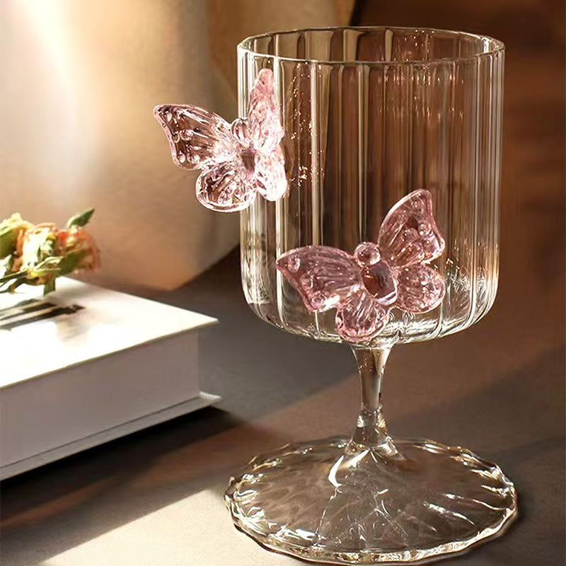Butterfly Ribbed High Borosilicate Wine Glass