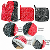 Kitchen Oven Mitt Set, Heat-Resistant Baking Gloves and Pads