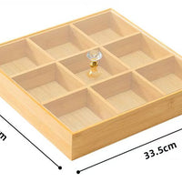 Bamboo Snack Box with Lid Compartment Storage Tray