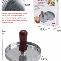 Hamburger Patty Press – Round Metal Burger Mold with Wooden Handle for Homemade Beef Patties, BBQ, Grill, Restaurant & Kitchen Use