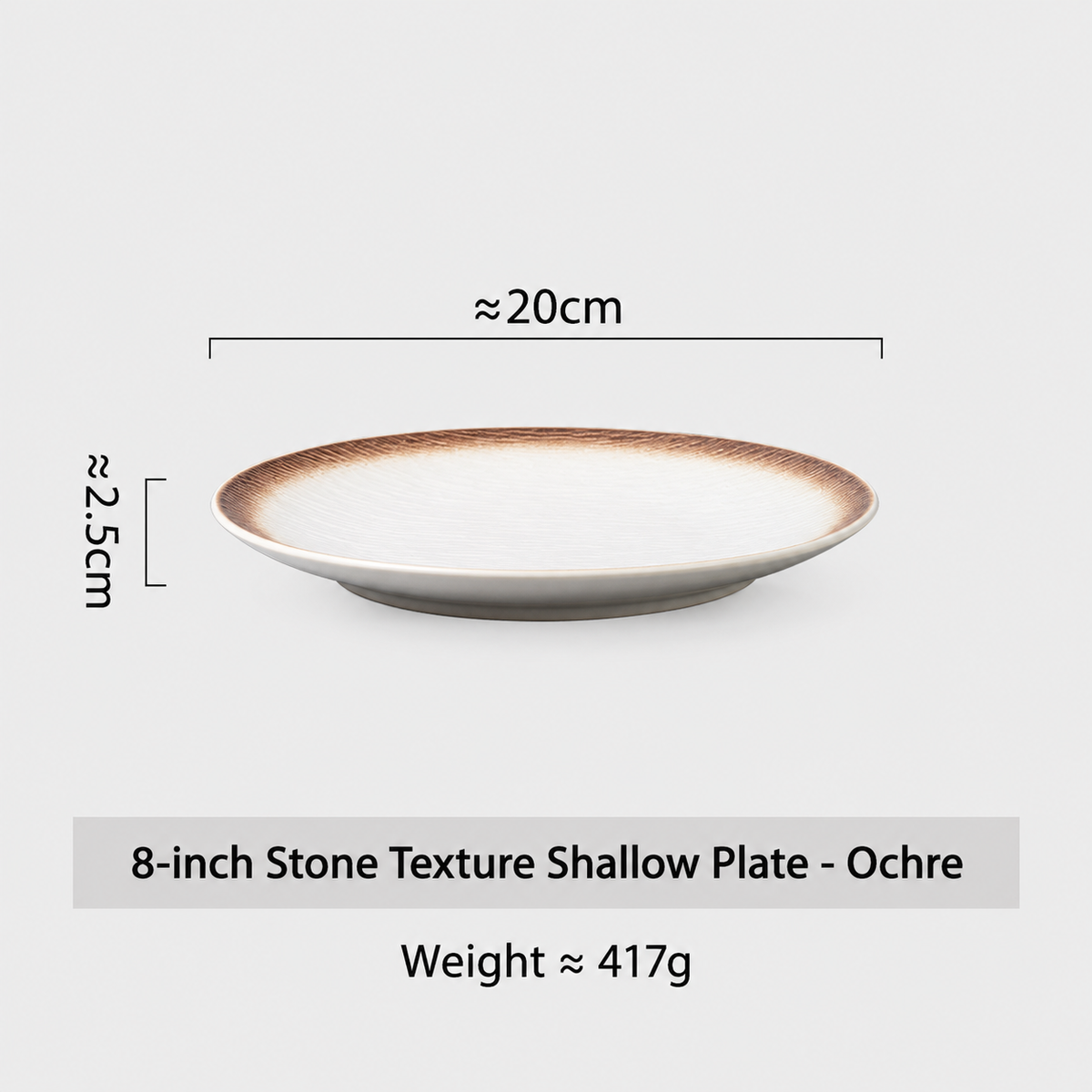 Stone Texture Ceramic Dinner Plate, Matte Shallow Serving Dish