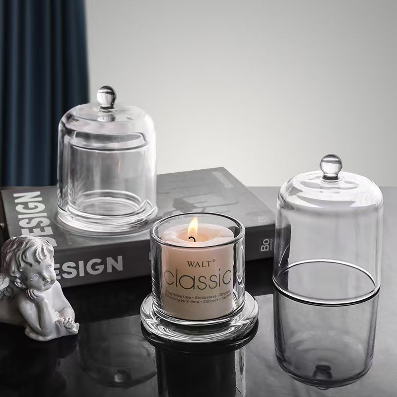Glass Cloche Cover Candle Display Dome Windproof Cover