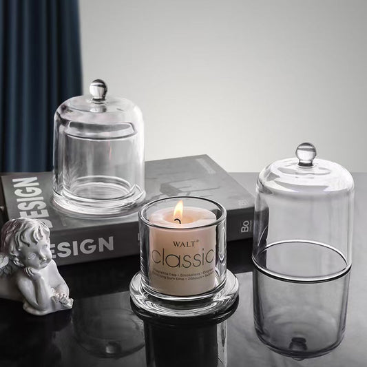 Glass Cloche Cover Candle Display Dome Windproof Cover