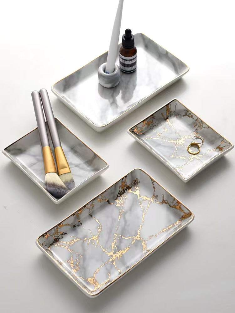 Marble Pattern Ceramic Rectangular Tray