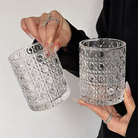 Gemstone Pattern Glass Cup Transparent Drinking Glass 200ml