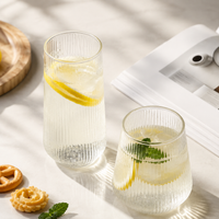 Ribbed Borosilicate Glass Tumbler – Japanese Style Hot & Cold Drink Cup