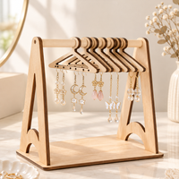 Wooden Jewelry Display Stand with Mini Hangers for Earrings