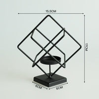 Creative Iron Candleholder, Cube Globe Irregular Sculpture