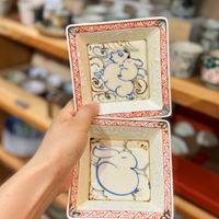 Crimson Harmony Square Tea Tray