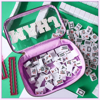 Large Mahjong Storage Bag – Waterproof PVC Travel Organizer with Letter Design for Mahjong Sets & Accessories