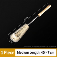 Long Handle Bottle Cleaning Brush with Wooden Grip, 40 cm Bottle and Jar Scrubber