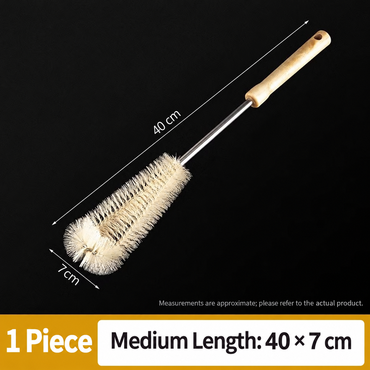 Long Handle Bottle Cleaning Brush with Wooden Grip, 40 cm Bottle and Jar Scrubber
