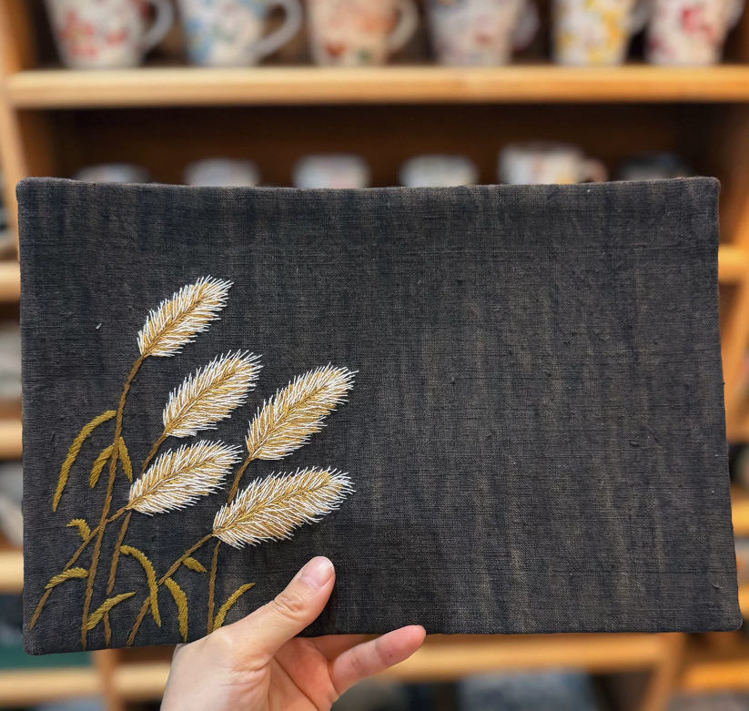 Reed Whisper Embroidered Tea Mat