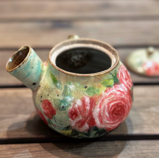 Vintage Rose Side-Handle Teapot