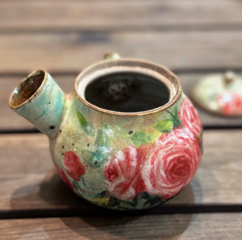 Vintage Rose Side-Handle Teapot