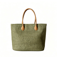 Small Woven Straw Bag – Paper Fiber Mini Handbag with Soft Peach Skin Lining