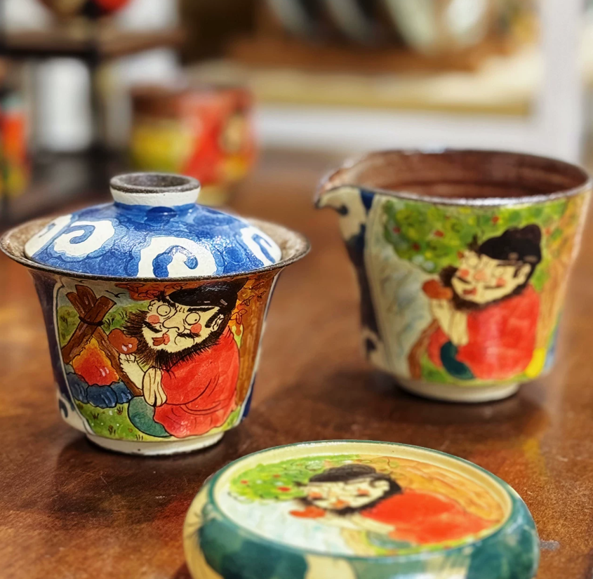Zhong Kui Guardian Five-Color Gaiwan Set