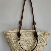 Large Woven Straw Tote Bag – Chinese Inspired Plaid Design Handbag for Summer Travel & Daily Use