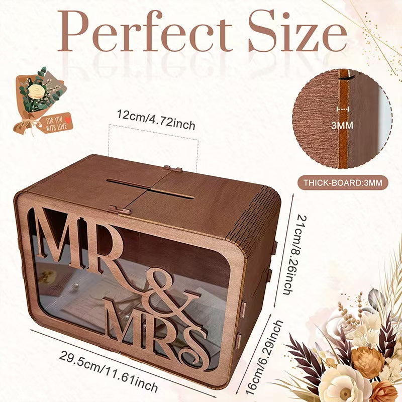 Wood Wedding Card Box Decorative Event Guest Sign-In Box