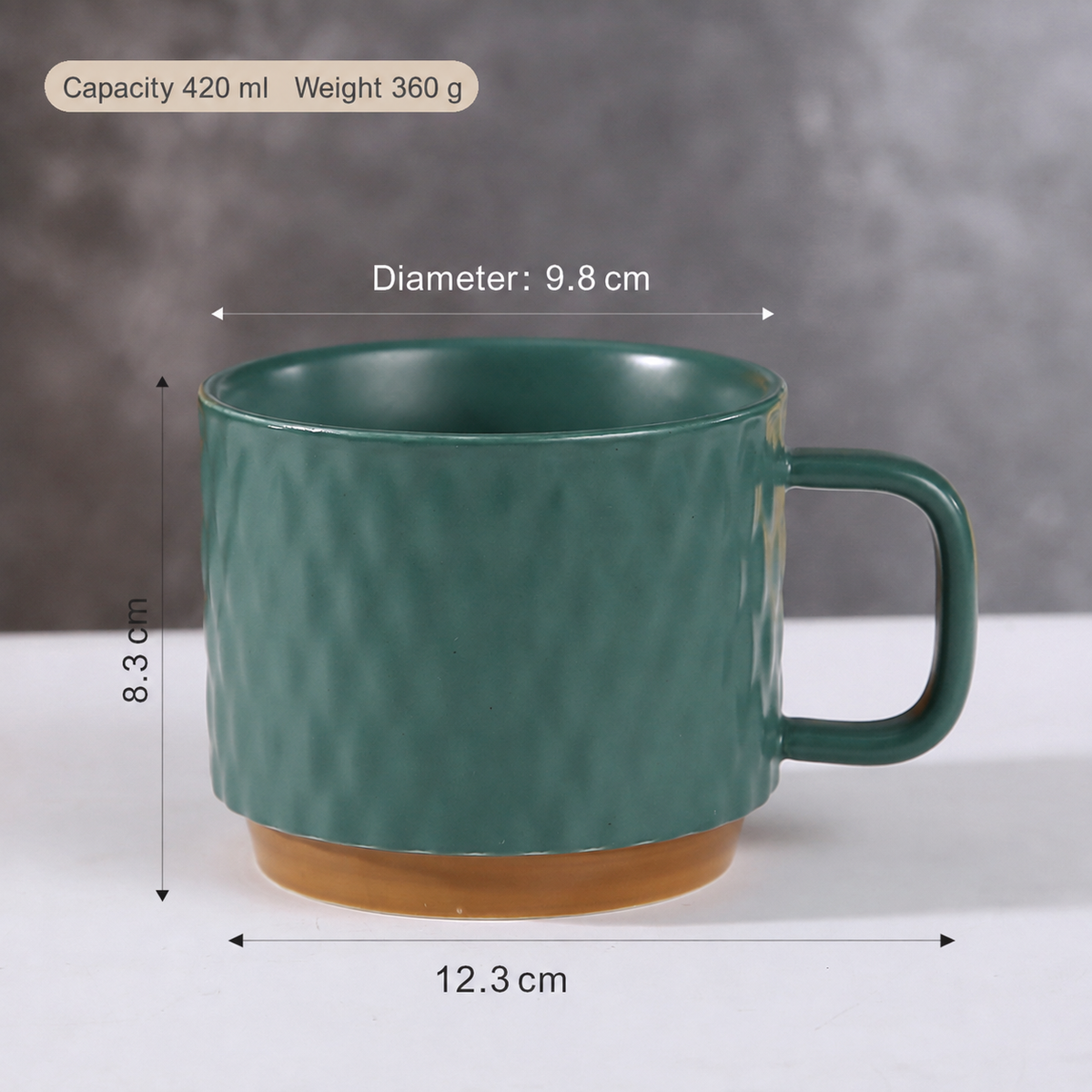 420ml Ceramic Coffee Mug – Textured Tea & Milk Cup with Handle for Coffee, Latte, Breakfast, Café, Office & Home Use