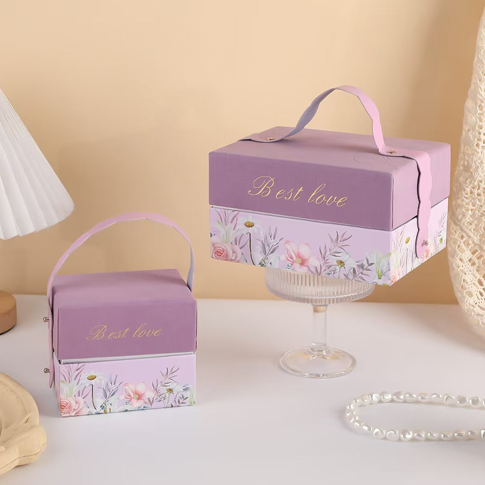 Velvet Gift Box Wedding Favor Candy Box with Handle