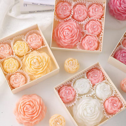 Peony Flower Scented Candle Set