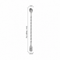 Stainless Steel Long Handle Bar Spoon, Double Ended Cocktail Spoon Fork