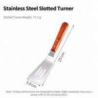 Stainless Steel Teppanyaki Spatula Wooden Handle Steak Griddle Cooking Turner