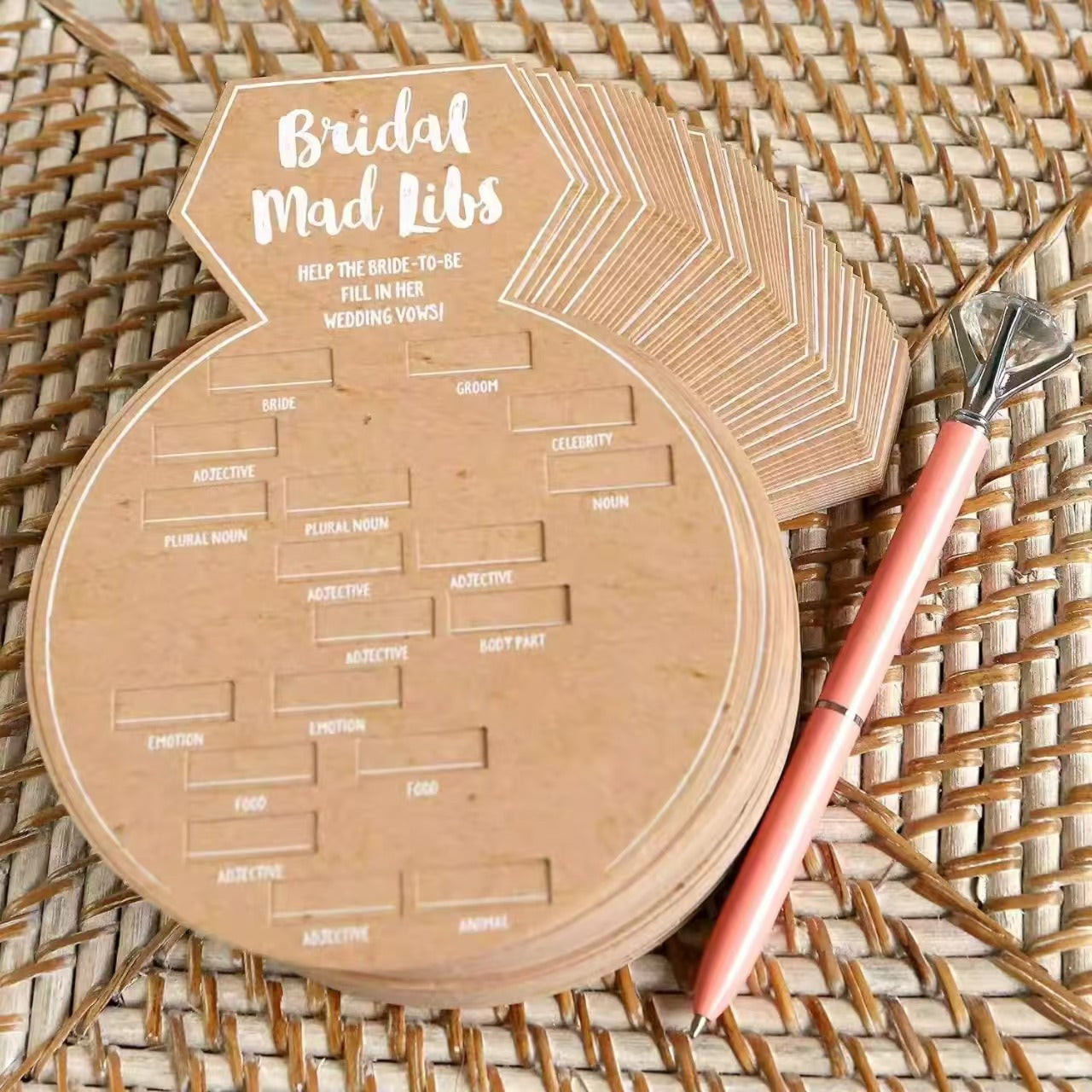 Kraft Paper Wedding Game Cards Rustic Party Activity Cards