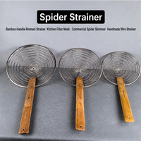 Stainless Steel Spider Strainer with Long Bamboo Handle