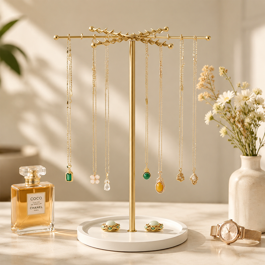 Rotating Jewelry Organizer Stand – 48-Hook Necklace & Bracelet Holder