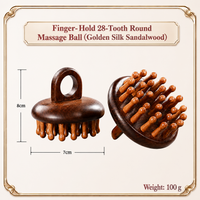 Golden Silk Sandalwood 28-Tooth Wooden Scalp Massage Ball Set