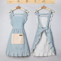 Lace Trim Cotton Linen Kitchen Apron