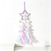Boho Feather Dream Catcher – Handmade Moon Star Wall Hanging Decor
