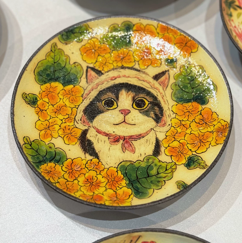 Misty Garden Cat Blossom Tea Tray